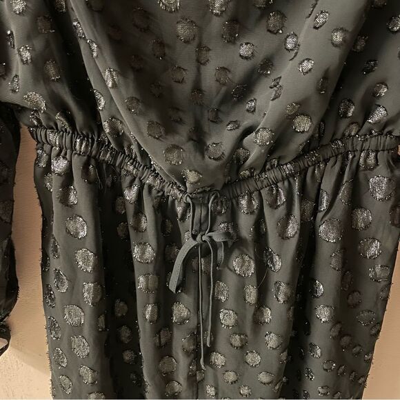 Vintage Y2K Express Black Polka Dotted Long Sleeve Romper Size S EUC - Picture 12 of 12